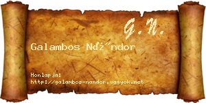 Galambos Nándor névjegykártya